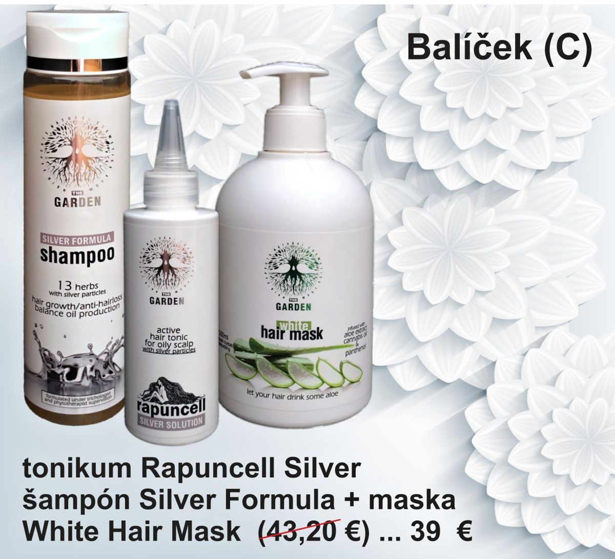 The GARDEN - Silver balíček C Rapuncell Silver Solution a Silver Formula Shampoo a White Hair Mask